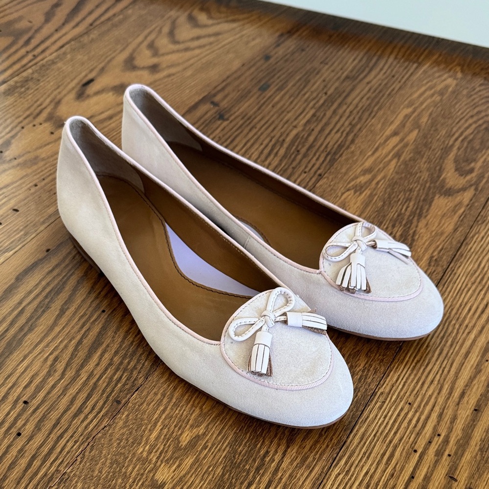 Women’s Neely and Chloe Tassel Suede Ballet Flats in Light Beige